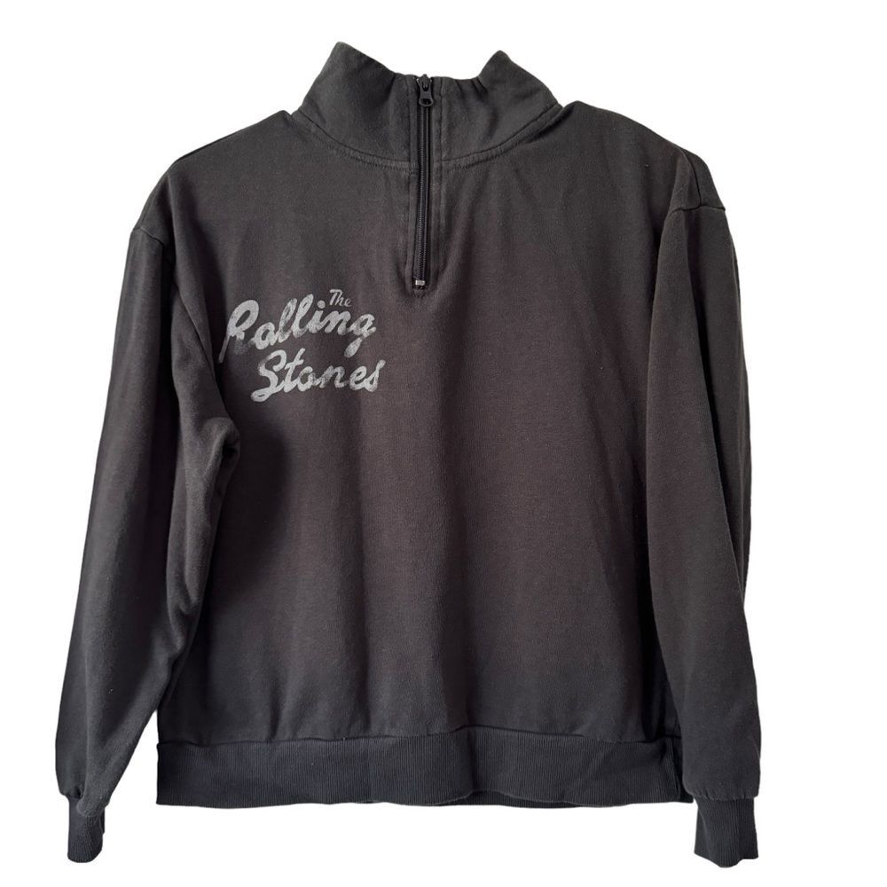 The Rolling Stones Logo Graphic Quarter Zip-up Pullover Sweatshirt, Size XS